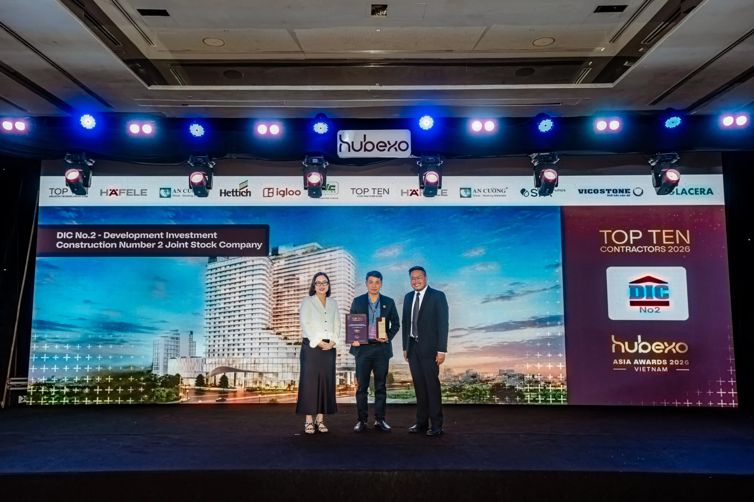 Dic No.2 Được Vinh Danh Top 10 Contractors 2026 Tại Hubexo Asia Awards 2026